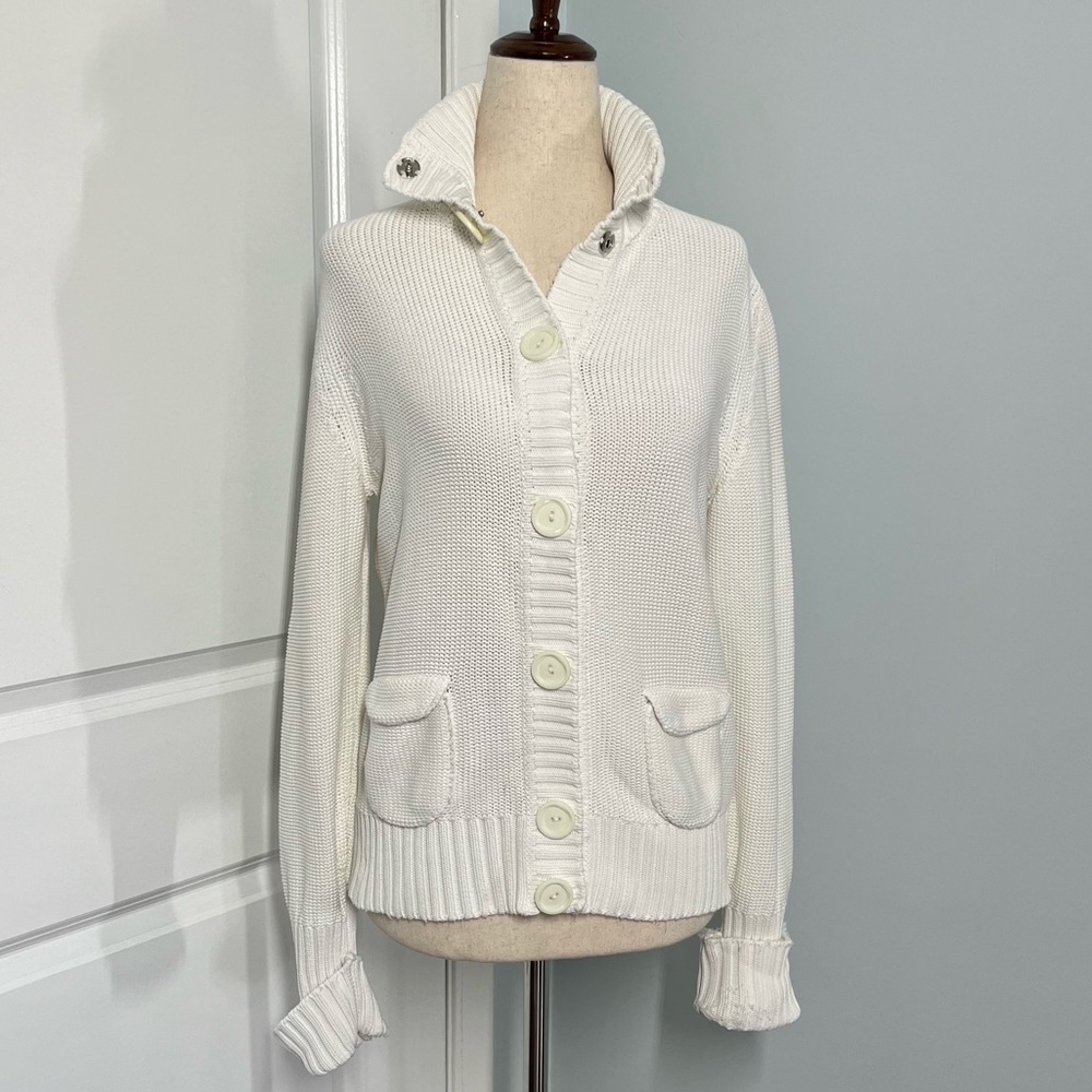 Akris Punto White Cotton Jacket Cardigan size 10 - Picture 7 of 14